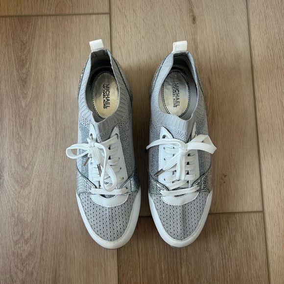 Michael Kors Metallic Silver Women's Sneakers - Picture 3 of 8